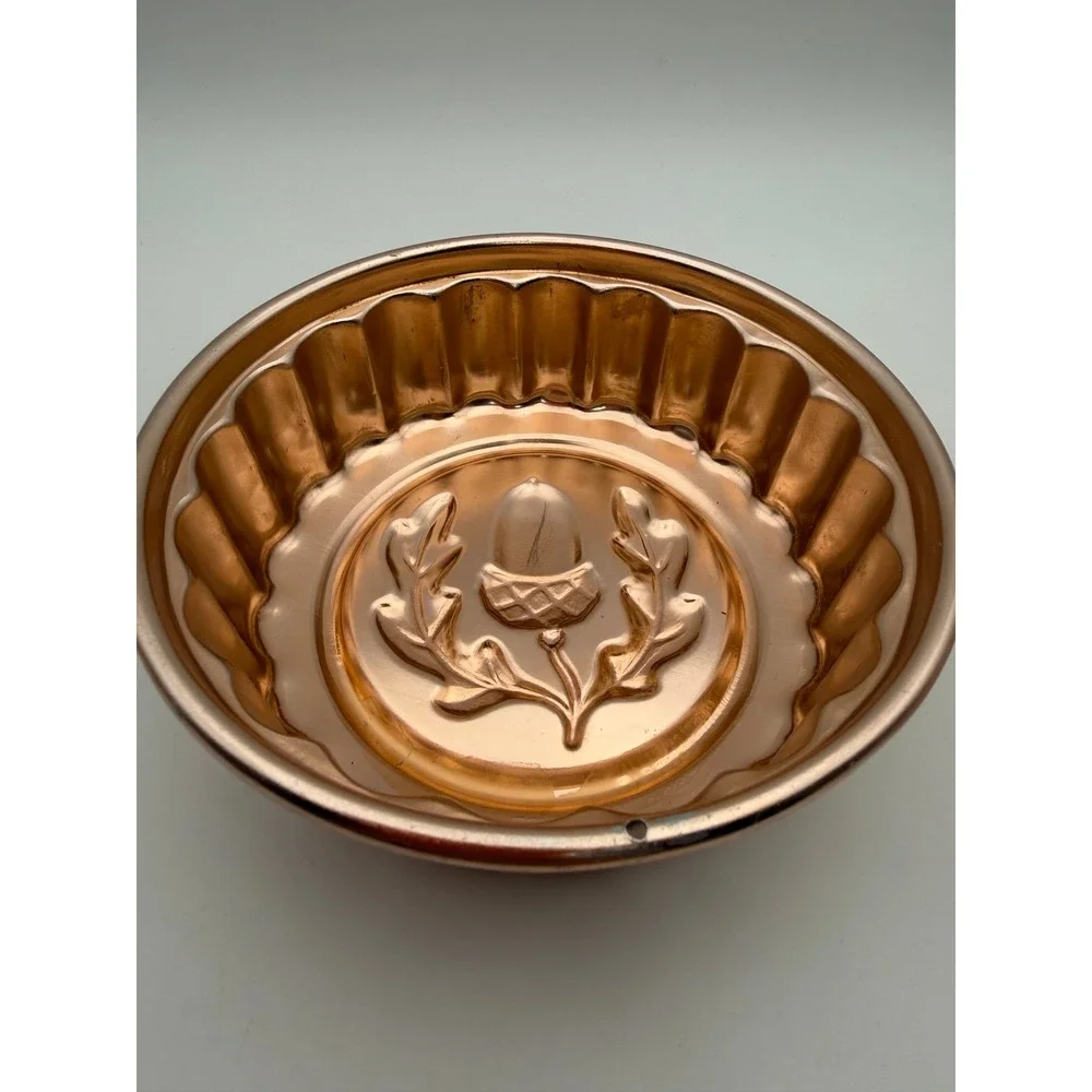 Vintage Copper Aluminum Jello Mold Set Pineapple Cherry Acorn Scalloped 3pc